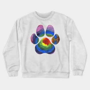 Rainbow Watercolor Paw Print Crewneck Sweatshirt